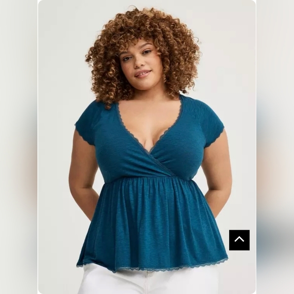 torrid Tops - Torrid Blue Surpice Babydoll Knit Top